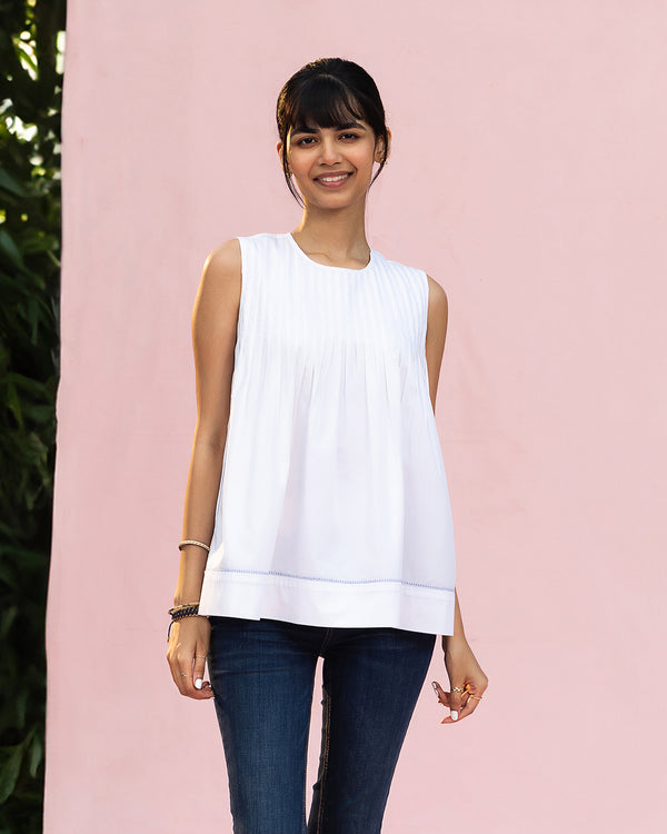 Claire - Pleated Sleeveless Top