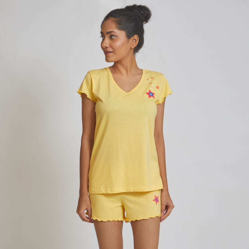 Dandelion - Cotton Knit - Yellow - Full Length - Pyjama Set