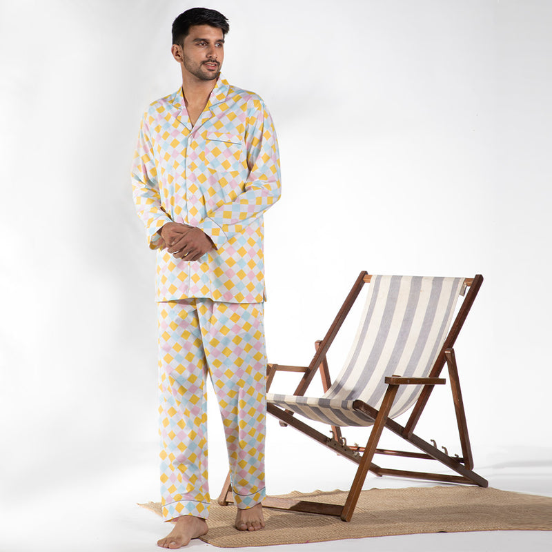 Breezeblock Cotton Notched Pyjama Set