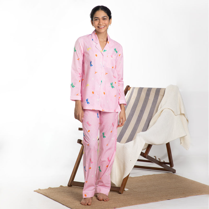 Daydream Cotton Notched Collar Pyjama Set