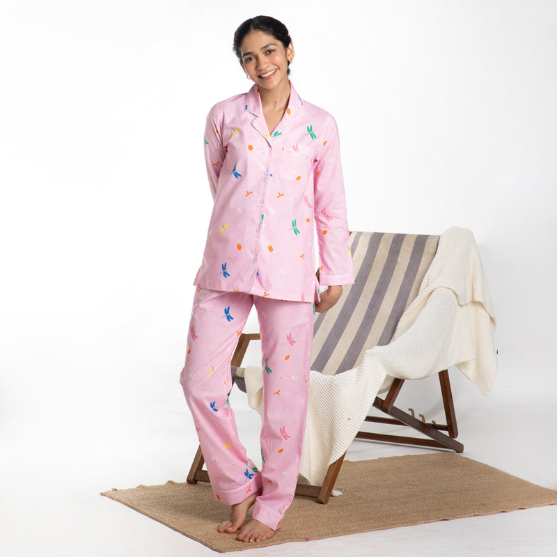 Daydream Cotton Notched Collar Pyjama Set