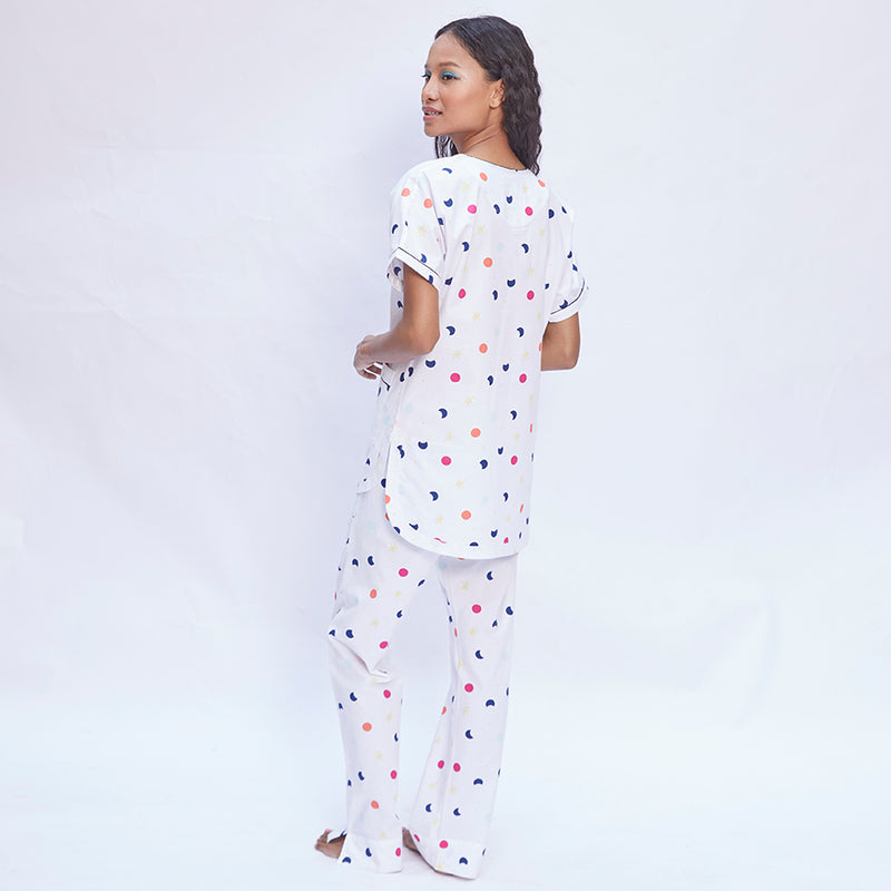Milky Way  Cotton Dip-Neck Pyjama Set