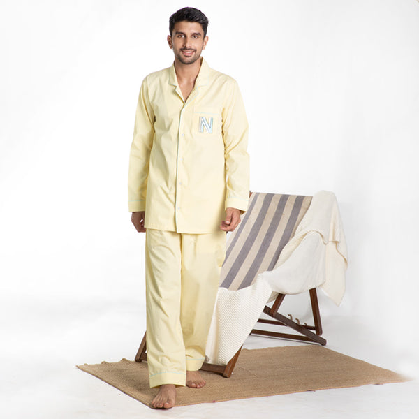 Lemonade Cotton Notched Collar Pyjama Set - Men