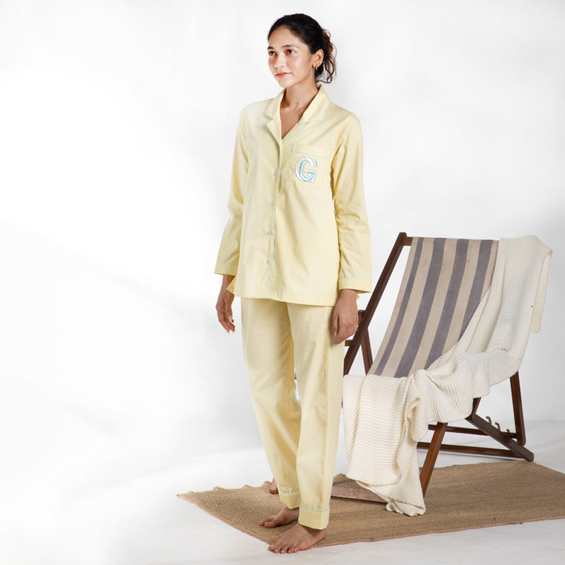 Lemonade Cotton Notched Collar Pyjama Set - Women