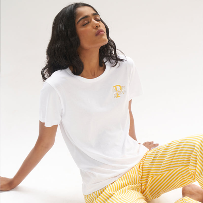 Sunray Embroidered T-shirt & Cotton Pyjama Women's