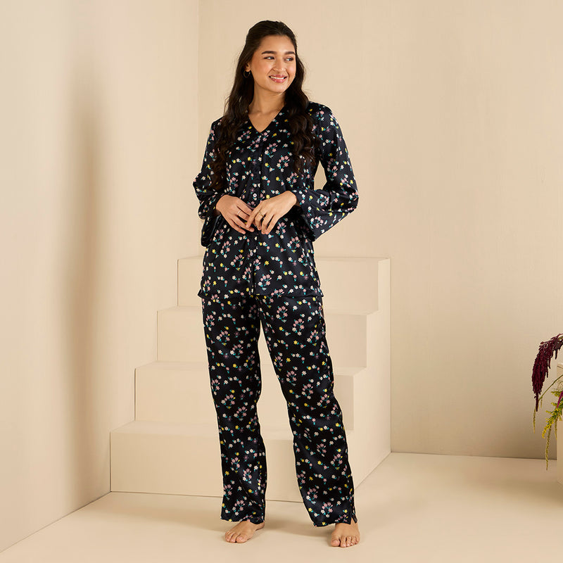 Daisy Dreams Satin Relaxed Lounge Pyjama Set