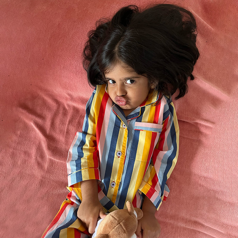 Immix Cotton Notched Pyjama Set For Kids