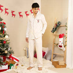White Christmas Personalised Cotton Notched Pyjama Set