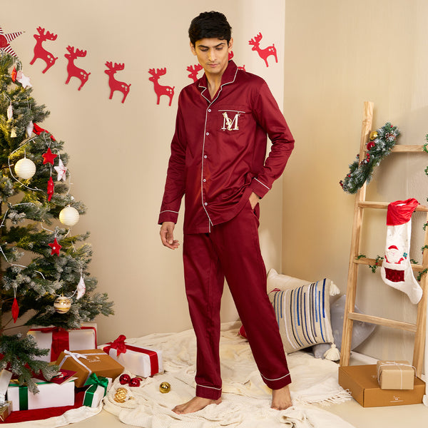 Candy Cane Personalised Cotton Notched Pyjama Set