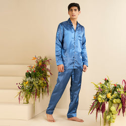 Bluepea Satin Notched Pyjama Set