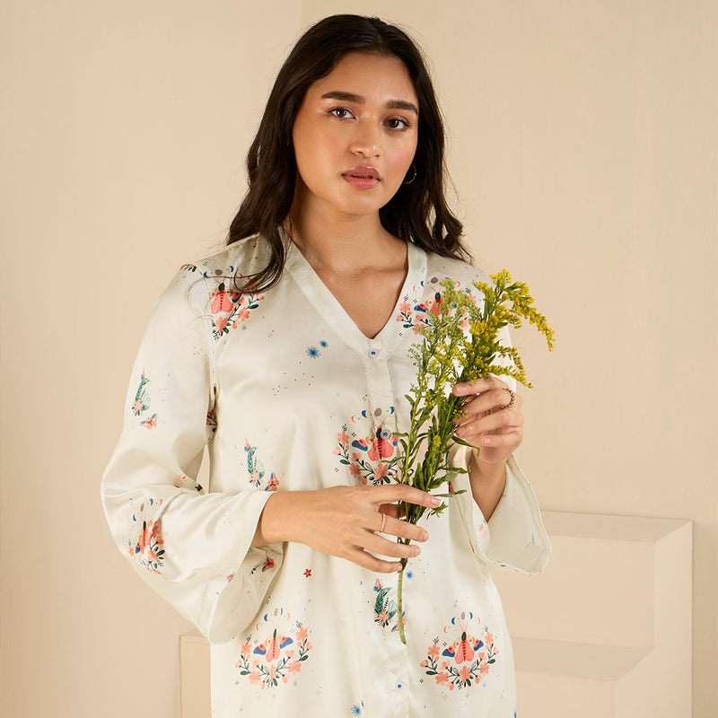 Edenscape Satin Relaxed Lounge Pyjama Set