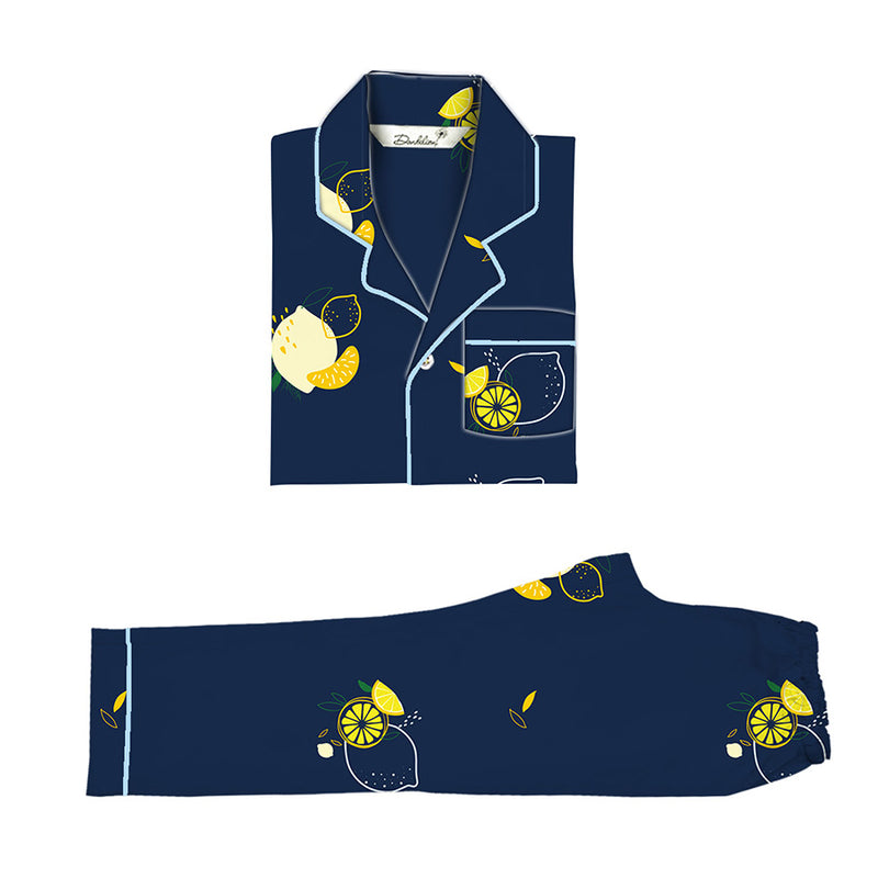 Lemon Squeazy Cotton Notched Pyjama Set