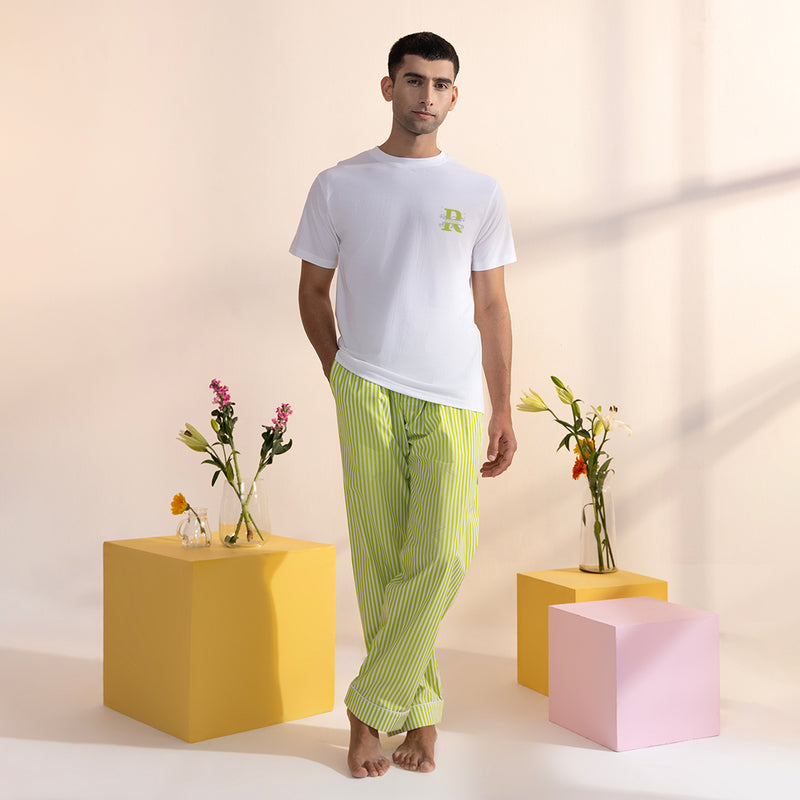 Applemint Embroidered T-shirt & Cotton Pyjama Men's