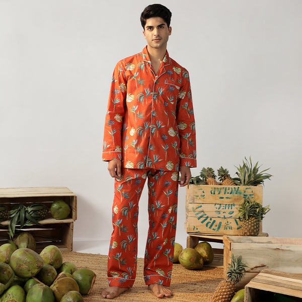 Bird Of Paradise Cotton Notched Pyjama Set