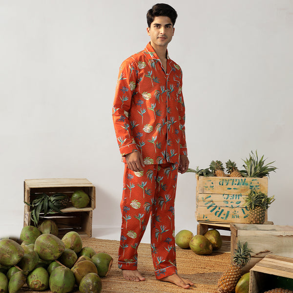 Bird Of Paradise Cotton Notched Pyjama Set