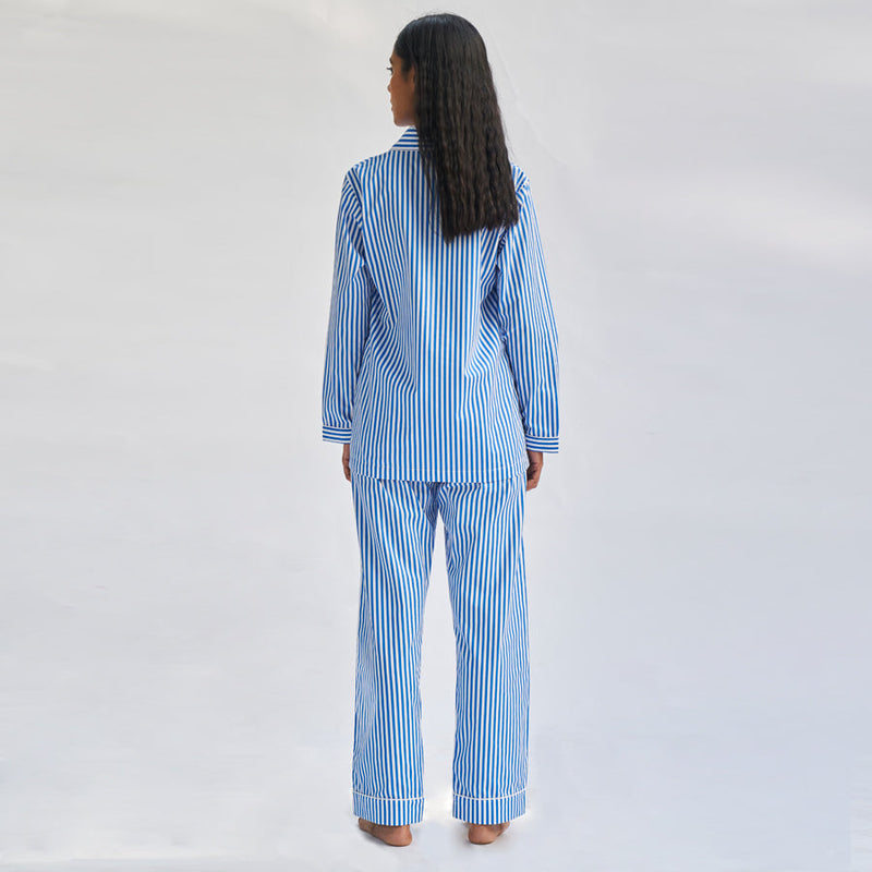 Floaty Sky Cotton Notched Collar Pyjama Set