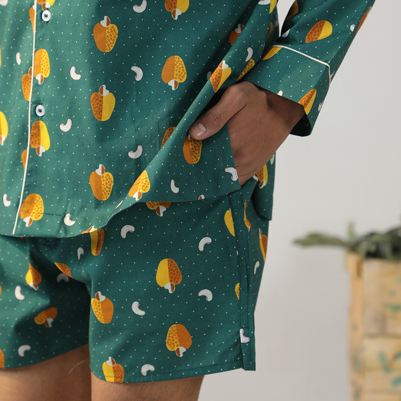 Nutty Retreat Cotton Notched Shorts Set