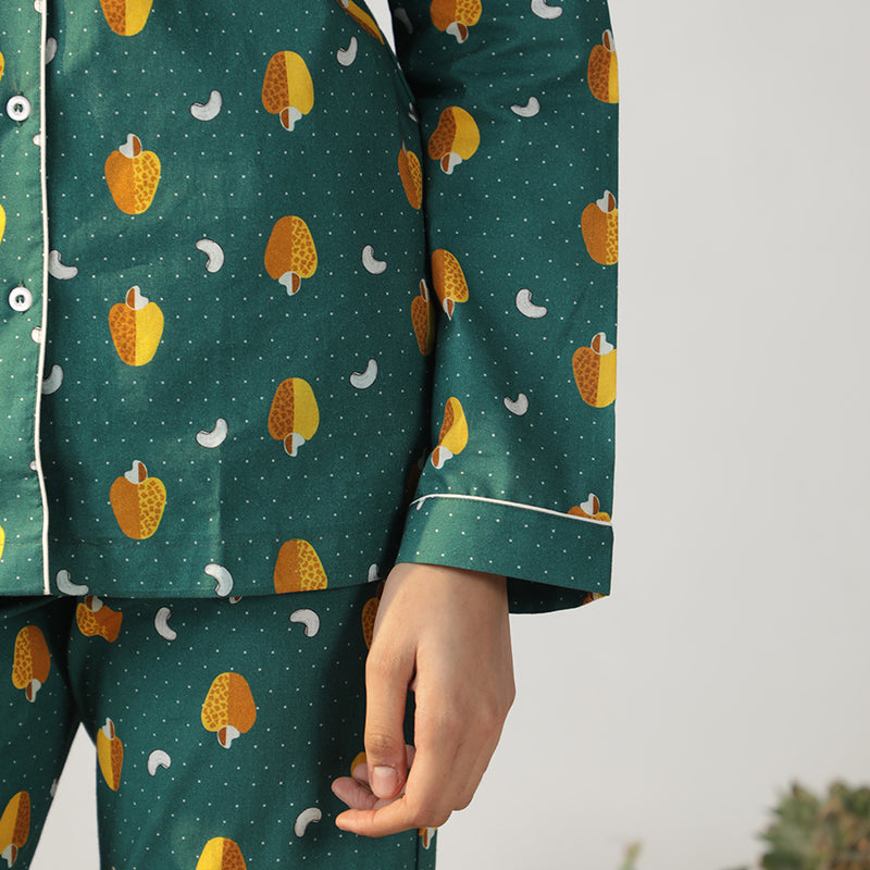 Nutty Retreat Cotton Notched Collar Pyjama Set