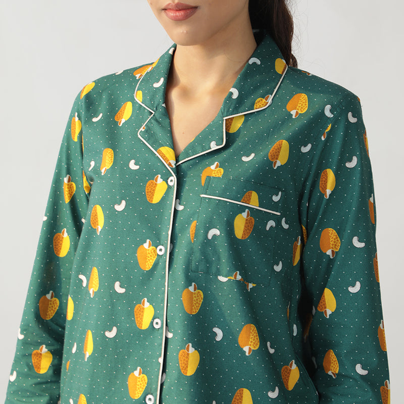 Nutty Retreat Cotton Notched Collar Pyjama Set