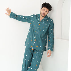 Celestial Dreams Cotton Notched Pyjama Set