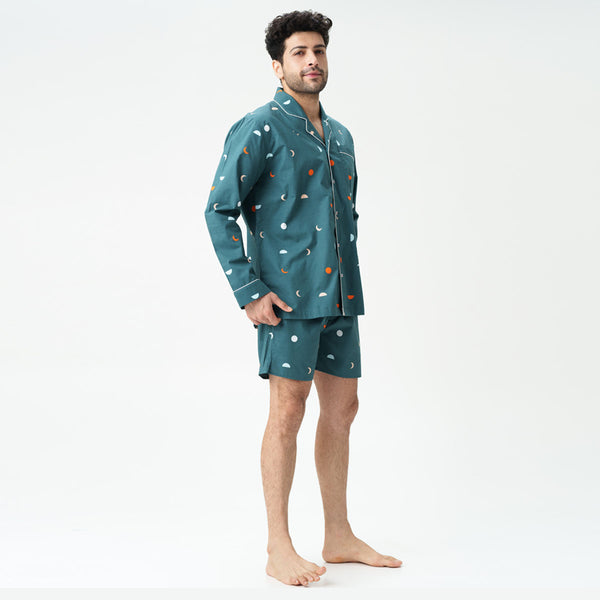Celestial Dreams Cotton Notched Shorts Set