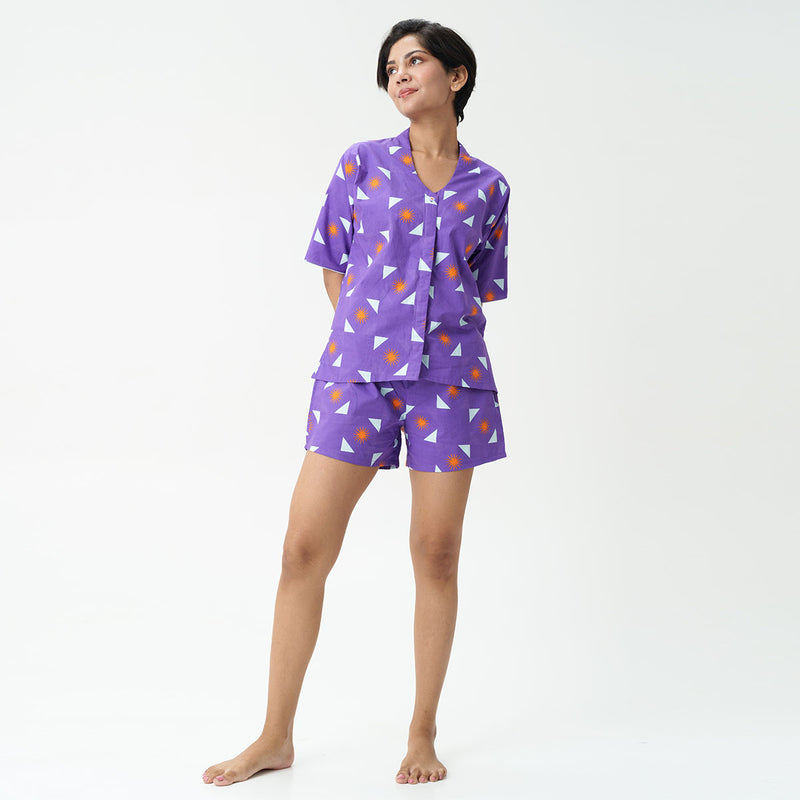 Cosmic Rays Cotton High Low Shorts Set