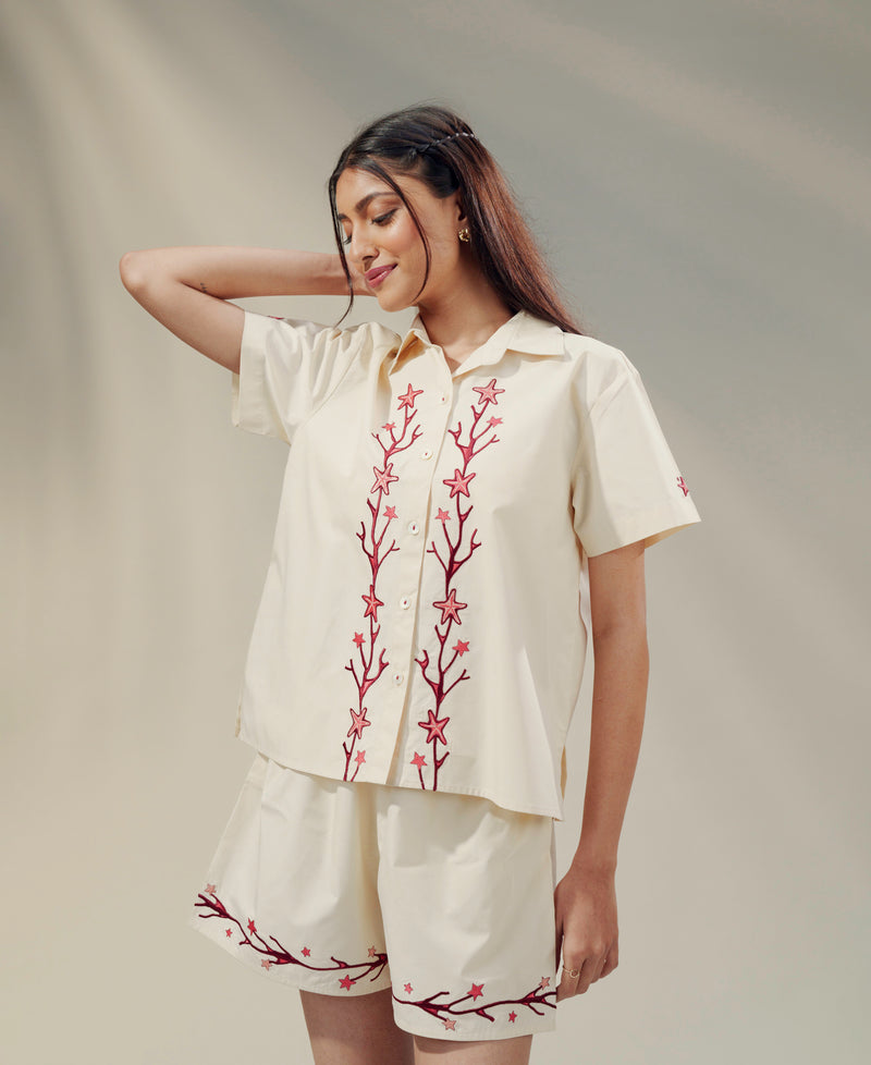 Aura - Embroidered Casual Shorts Set