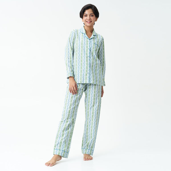 Fieldscape Cotton Notched Collar Pyjama Set