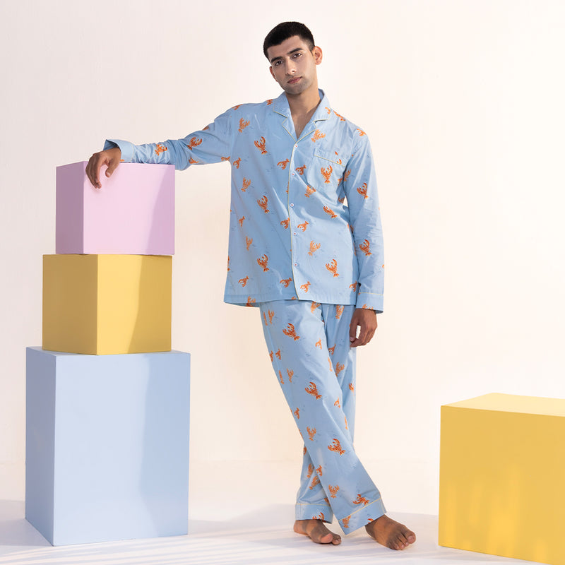 Lobster Cotton Notched Pyjama Set