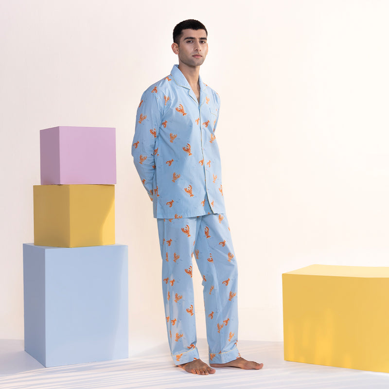 Lobster Cotton Notched Pyjama Set