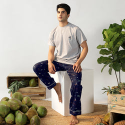 Navy Tropica Embroidered T-shirt & Cotton Pyjama - Men