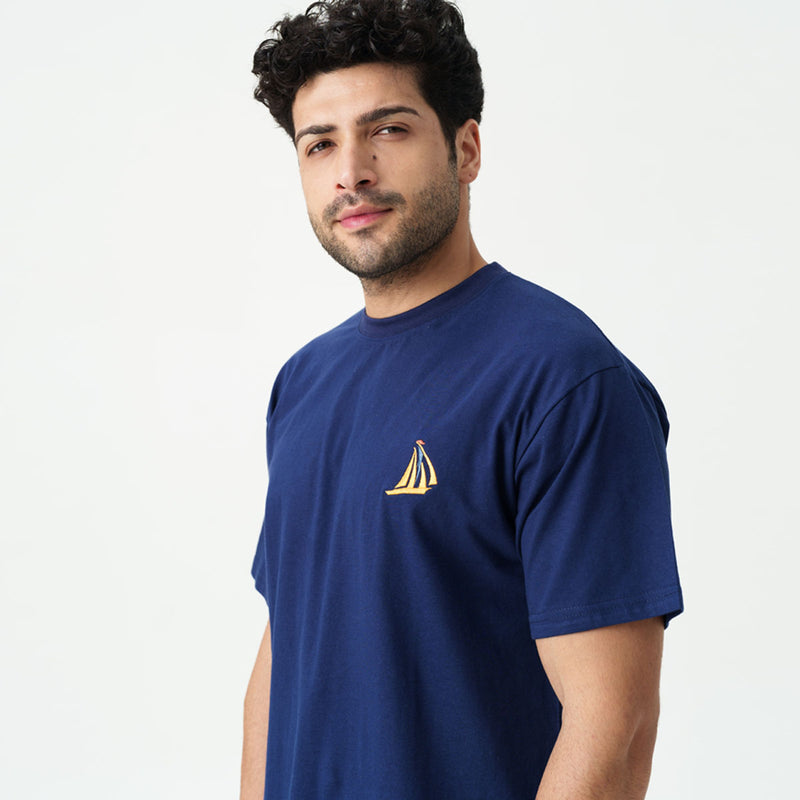 Nautical Drift Embroidered T-Shirt & Cotton Boxers