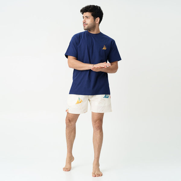 Nautical Drift Embroidered T-Shirt & Cotton Boxers