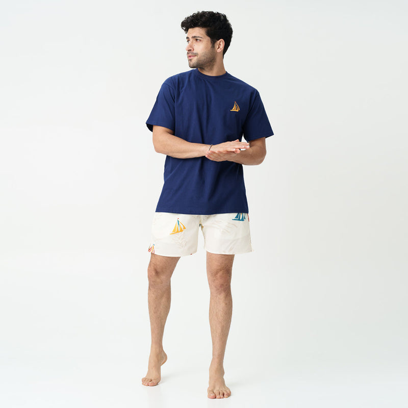 Nautical Drift Embroidered T-Shirt & Cotton Boxers