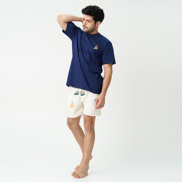 Nautical Drift Embroidered T-Shirt & Cotton Boxers