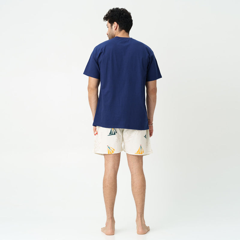 Nautical Drift Embroidered T-Shirt & Cotton Boxers