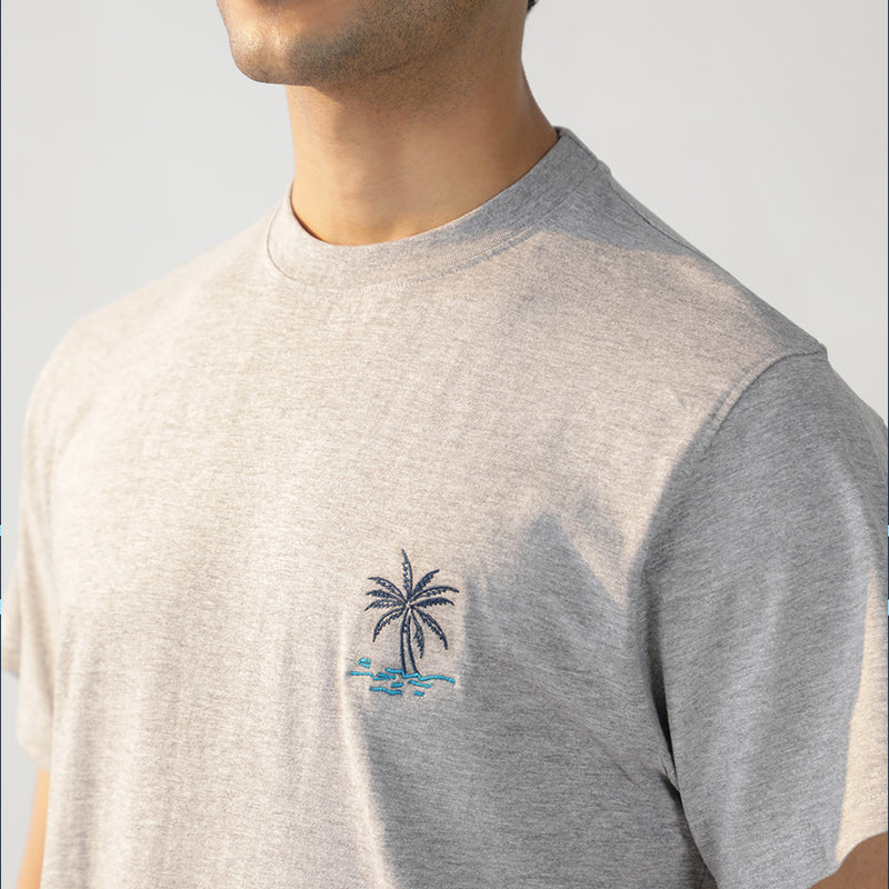 Navy Tropica Embroidered T-shirt & Cotton Pyjama - Men