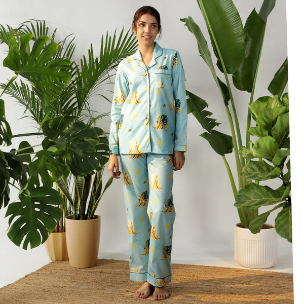 Peel-A-Peel Cotton Notched Collar Pyjama Set