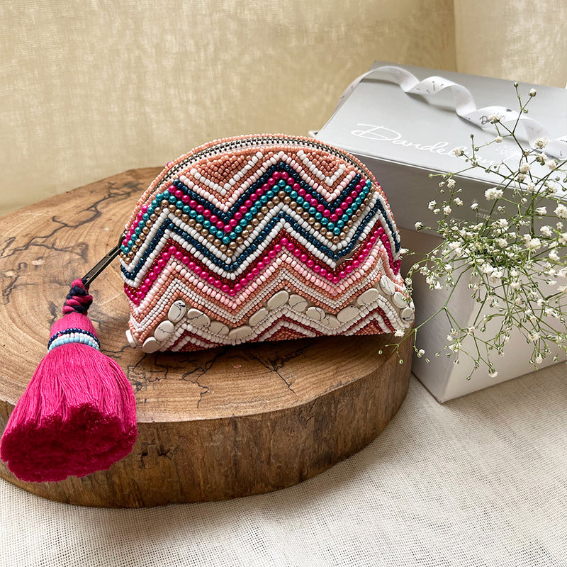 Small Chevron Beaded Pouch