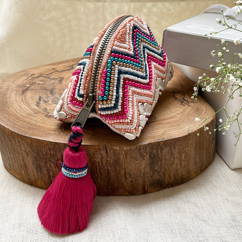 Small Chevron Beaded Pouch