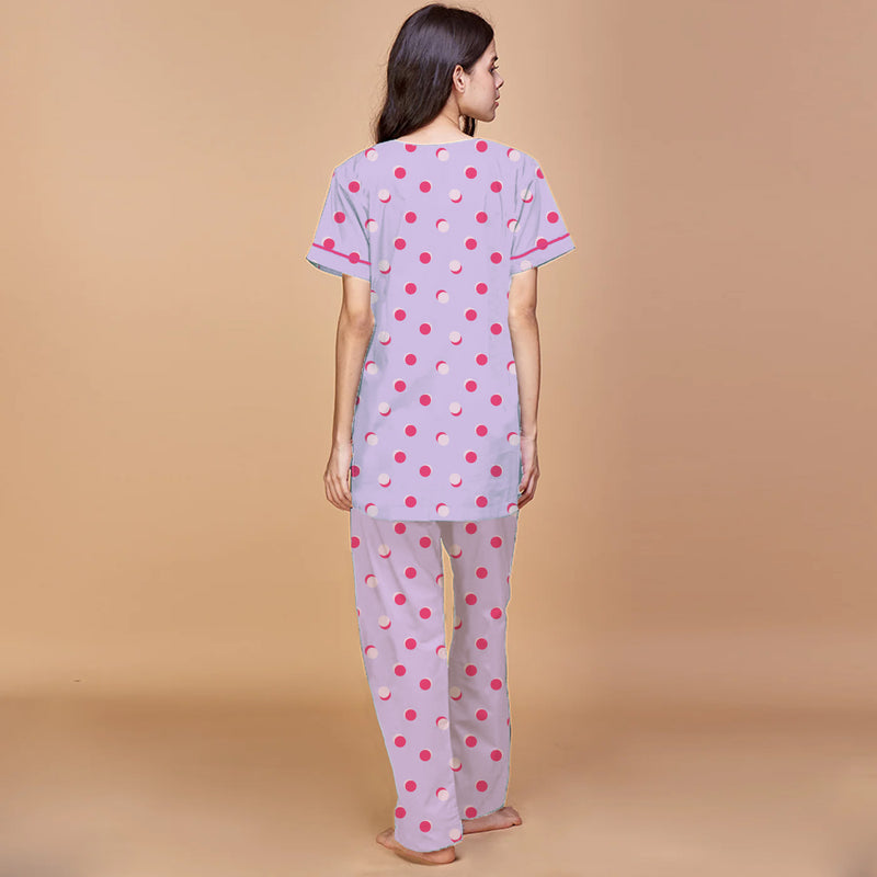 Popins Cotton Dip-Neck Pyjama Set