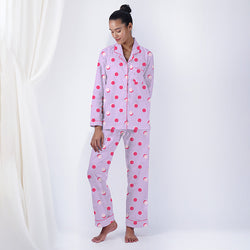 Popins Cotton Notched Collar Pyjama Set