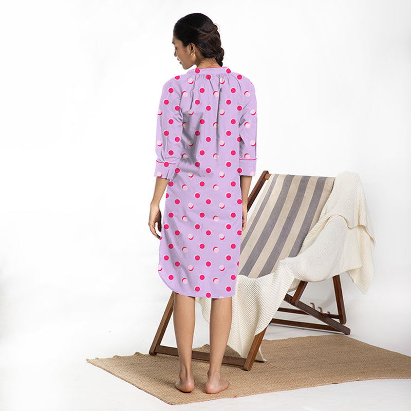 Popins Cotton Dip-Neck Sleep Dress