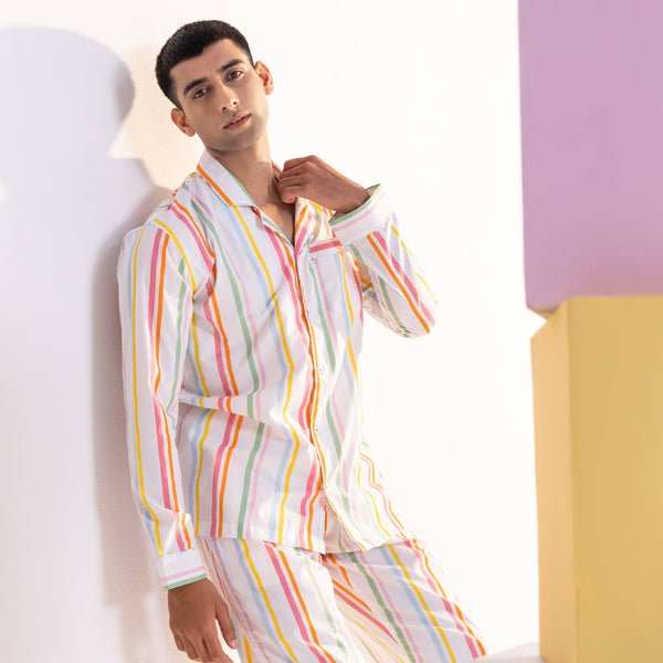 Rainbow Rope Cotton Notched Pyjama Set