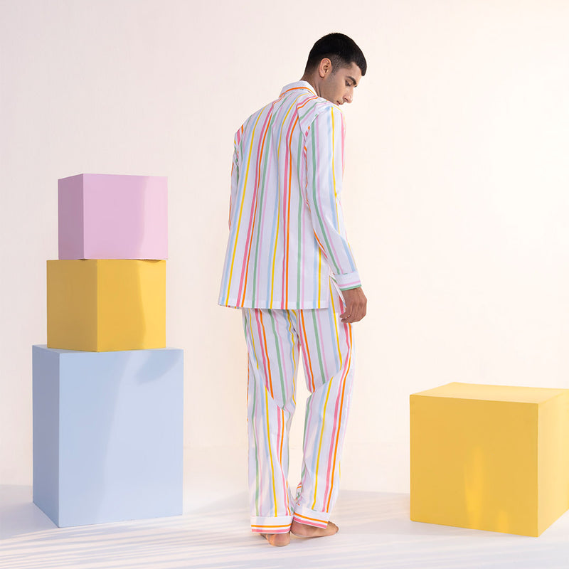 Rainbow Rope Cotton Notched Pyjama Set