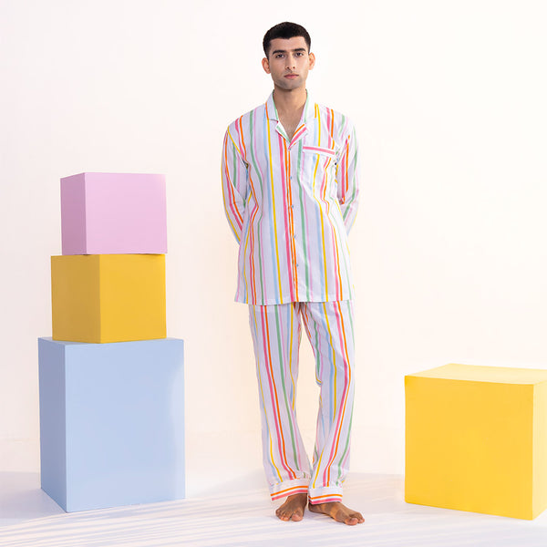 Rainbow Rope Cotton Notched Pyjama Set