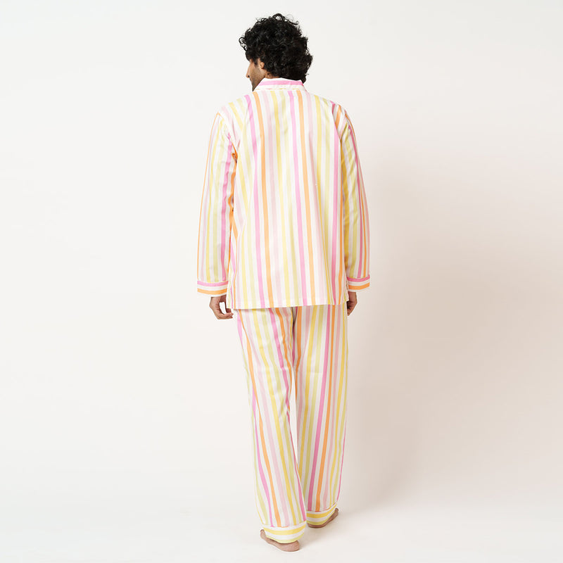Tropical Punch Cotton Notched Pyjama - Men