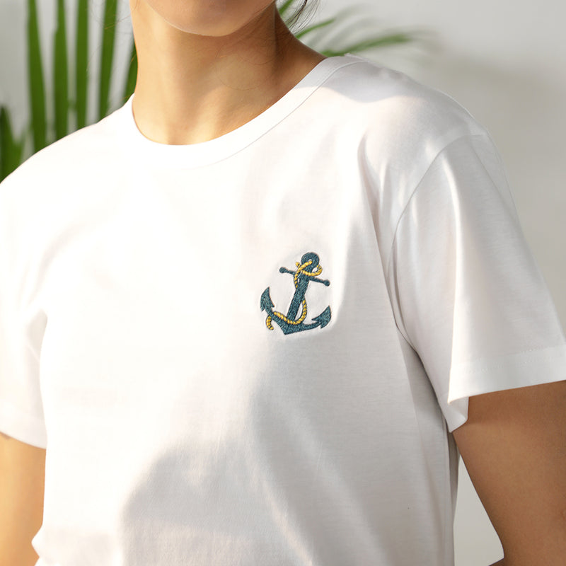 Sea Calling Embroidered T-shirt & Cotton Pyjama for Women's