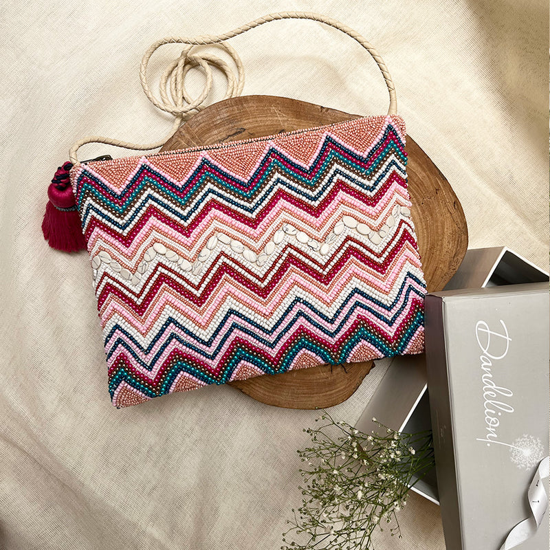 Chevron Beaded Sling Bag