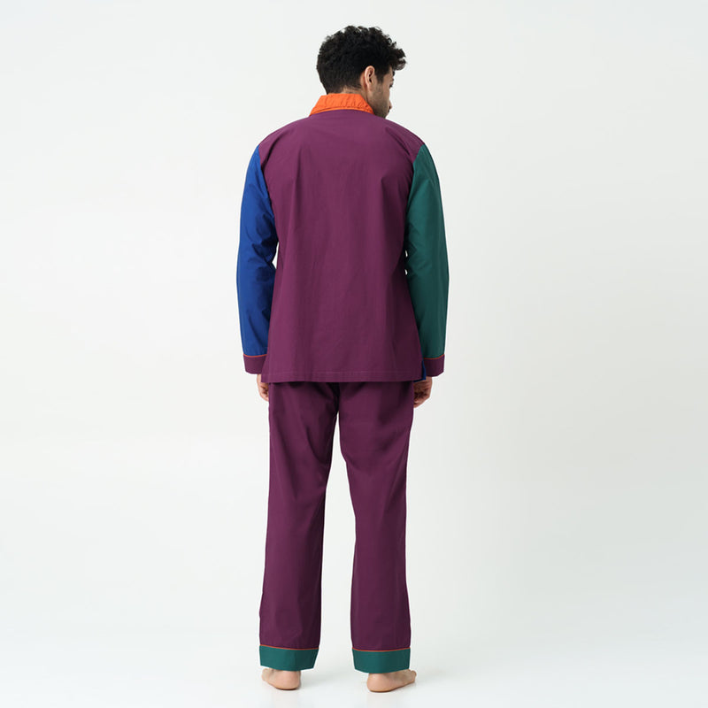 Nightfall Cotton Embroidered Notched Pyjama Set